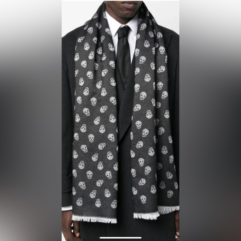 Alexander McQueen  skull print silk & wool scarf (men /unisex)